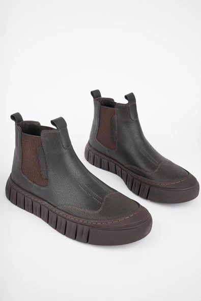 Muggo RUSH Garantili Hakiki Deri Kalın Taban Erkek Casual Bot - 3