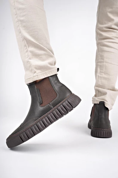 Muggo RUSH Garantili Hakiki Deri Kalın Taban Erkek Casual Bot - 7