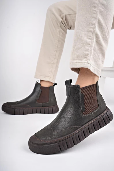 Muggo RUSH Garantili Hakiki Deri Kalın Taban Erkek Casual Bot - 5