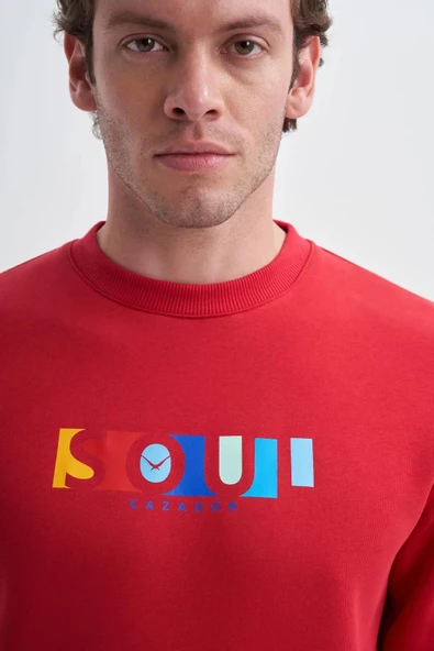 Cazador 3 İplik Şardonlu Sweatshirt 5161 Kırmızı - 3
