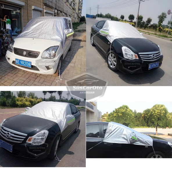 Her Araca Uygun Ön ve Yan Cam Brandası Aynalara Geçme Çadır Araç Camı Buzlanma Önleyici Ve Koruyucu Branda Cam Üstü Kar Örtüsü Buz Brandası Güneş Önleyici Su Geçirmez - 8