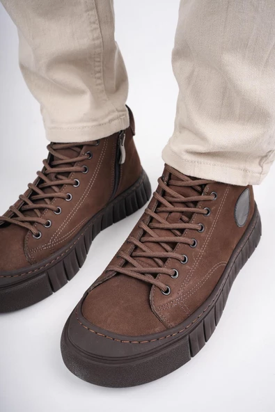 Muggo KAPOOR Garantili Bağcıklı Fermuarlı Hakiki Deri Kaymaz Taban Erkek Casual Bot - 12