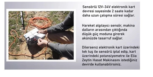 Backer Zeybek Sensörlü ve Devir Ayarlı Zeytin Hasat Makinası 750 watt  5 adet çubuk hediyeli - Resim 6