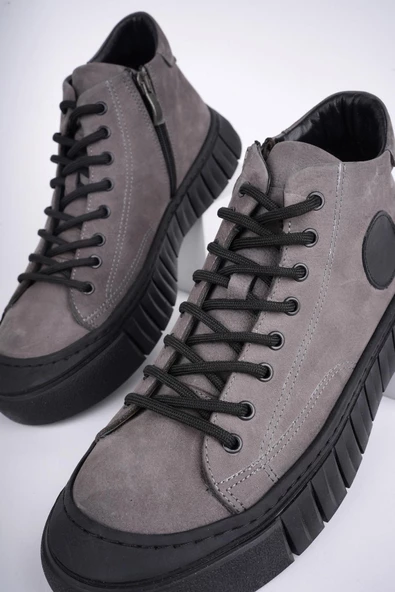 Muggo KAPOOR Garantili Bağcıklı Fermuarlı Hakiki Deri Kaymaz Taban Erkek Casual Bot - 3