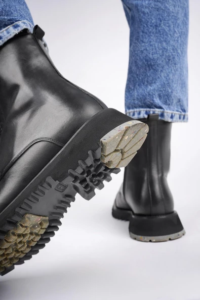 Muggo HERNANDEZ Garantili Bağcıklı Fermuarlı Hakiki Deri Kaymaz Taban Erkek Postal Bot - 11