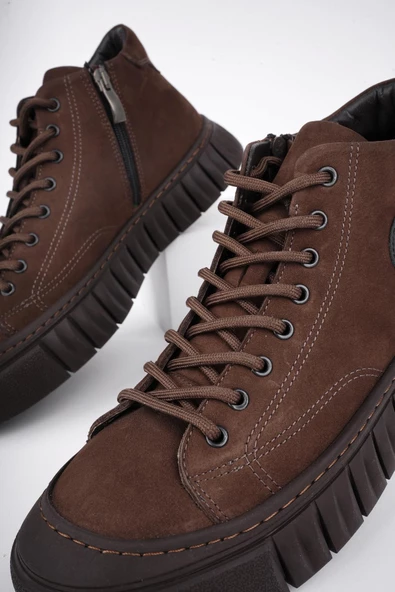 Muggo KAPOOR Garantili Bağcıklı Fermuarlı Hakiki Deri Kaymaz Taban Erkek Casual Bot - 10