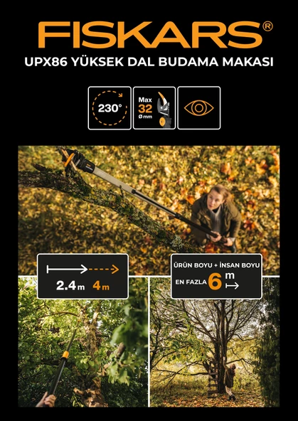 Fiskars UPX86 PowergrearX Teleskopik Yüksek Dal Budama Makası - 4