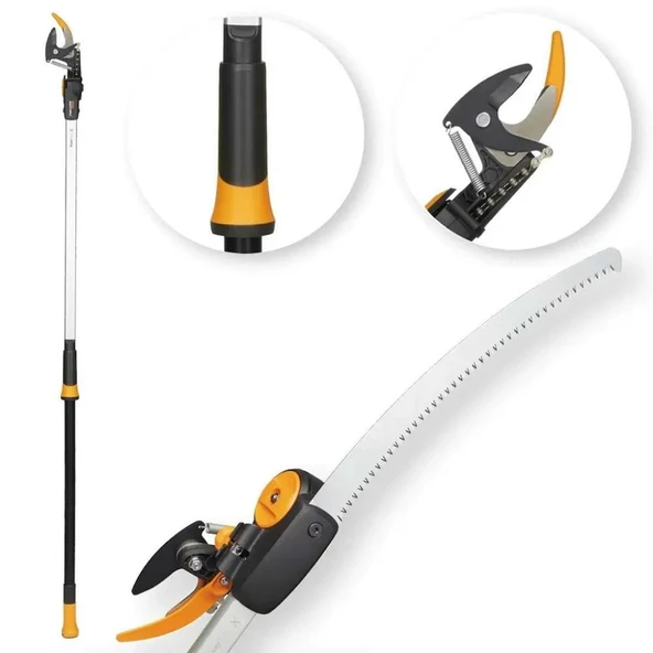 Fiskars UPX86 PowergrearX Teleskopik Yüksek Dal Budama Makası + Testere