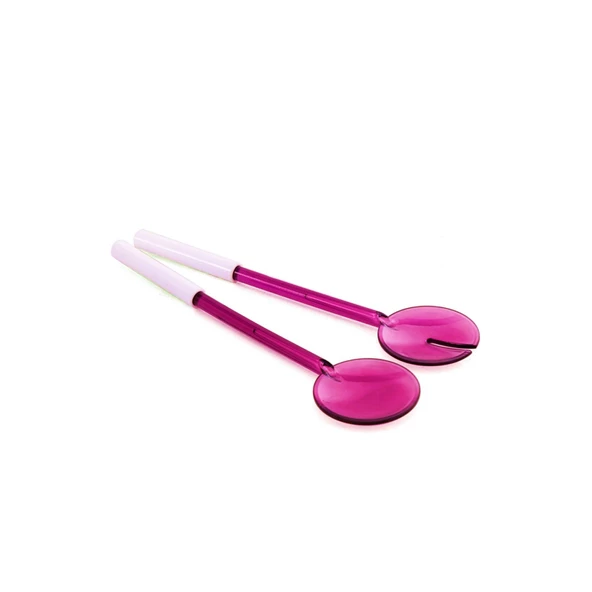 2'li Salata Servis Kepçe Kaşık Seti Pembe - 2