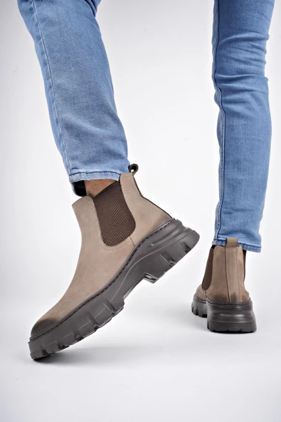 Muggo RAGNAR Garantili Hakiki Deri Kalın Taban Erkek Chelsea Bot - 6