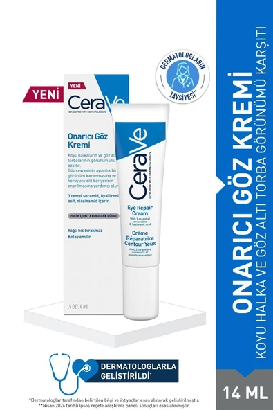 Cerave Koyu Halka ve Göz Altı Torba Görünümü Karşıtı, Nemlendirici Ve Onarıcı Göz Kremi 14ML