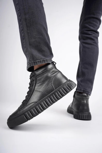 Muggo DİAZ Garantili Hakiki Deri Fermuarlı Bağcıklı Erkek Casual Bot - 12