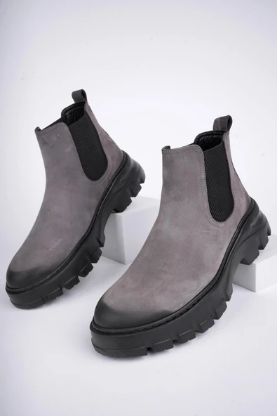 Muggo RAGNAR Garantili Hakiki Deri Kalın Taban Erkek Chelsea Bot - 9