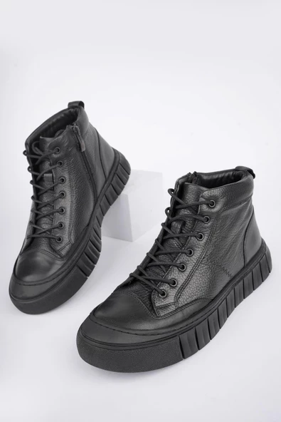 Muggo DİAZ Garantili Hakiki Deri Fermuarlı Bağcıklı Erkek Casual Bot - 8