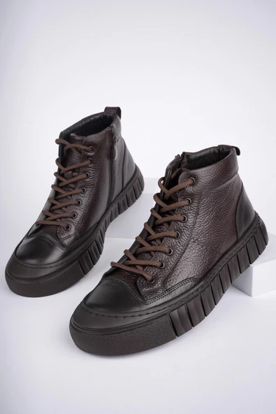 Muggo DİAZ Garantili Hakiki Deri Fermuarlı Bağcıklı Erkek Casual Bot - 2