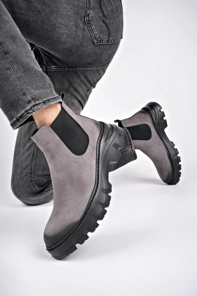 Muggo RAGNAR Garantili Hakiki Deri Kalın Taban Erkek Chelsea Bot - 12