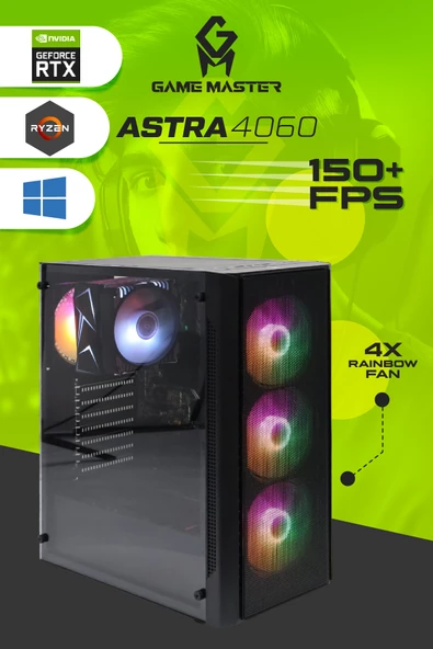 Game Master Astra 4060 Ryzen 5 5600 CPU 16GB 3200MHz RAM 512GB NVMe M.2 SSD RTX4060 Gaming Pc