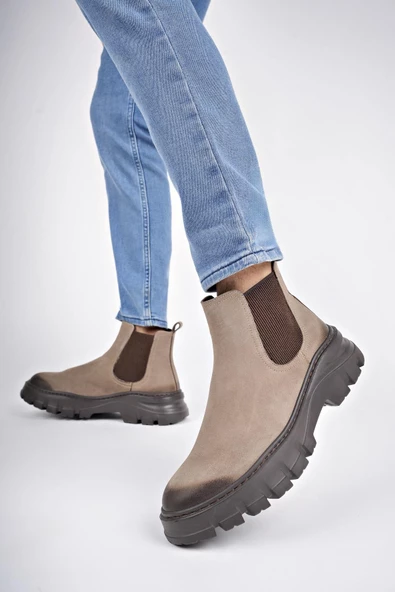 Muggo RAGNAR Garantili Hakiki Deri Kalın Taban Erkek Chelsea Bot - 5