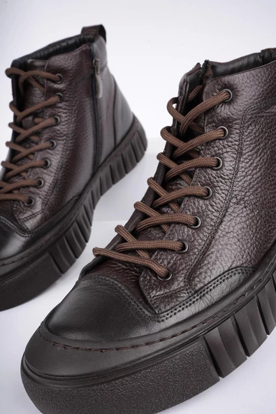 Muggo DİAZ Garantili Hakiki Deri Fermuarlı Bağcıklı Erkek Casual Bot - 3