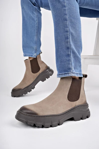 Muggo RAGNAR Garantili Hakiki Deri Kalın Taban Erkek Chelsea Bot - 7