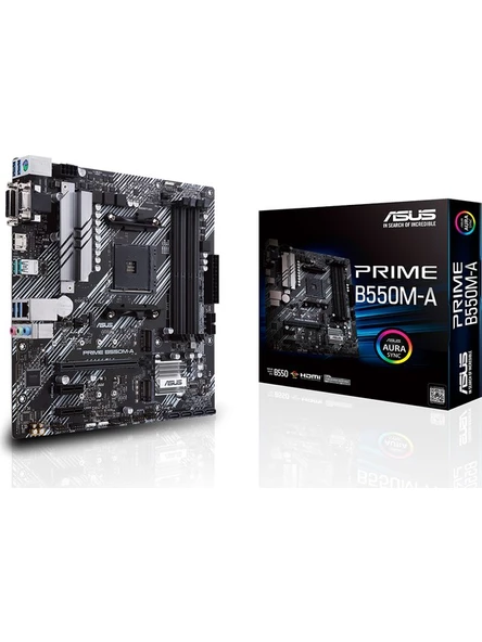 Asus Prıme B550M-A Amd B550 Am4 DDR4 4400 Hdmı Dvı Vga Çift M2 Usb3.2 Argb Matx (Prıme B550M-A) Anakart