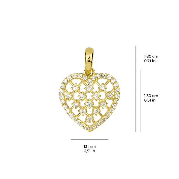 14 Ayar Altın Taşlı Kalp Kolye Ucu 0,96 gr - Resim 2