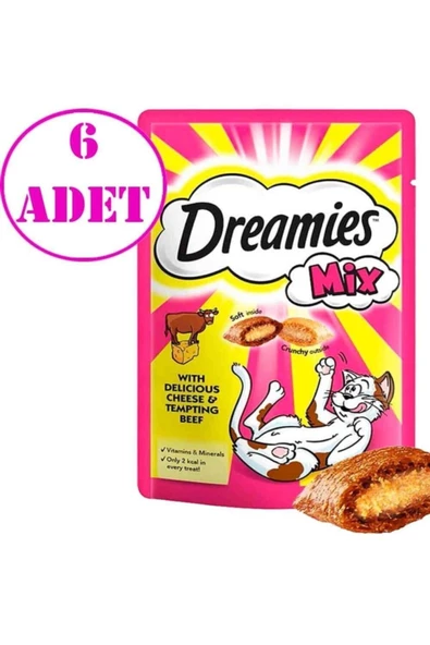 Dreamies Kedi Ödül Mix sığır Etli Ve Peynirli 60 gr 6 Ad.