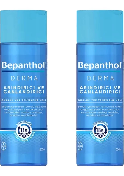Bepanthol Derma Arındırıcı ve Canlandırıcı Yüz Temizleme Jeli 200 ml 2 Adet