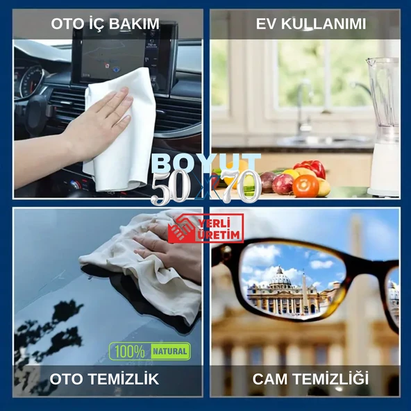 ZROX Araç Temizleme Bezi, Gold Güderi Bezi, Oto Kurulama Bezi, Büyük Boy 50x70 - 2