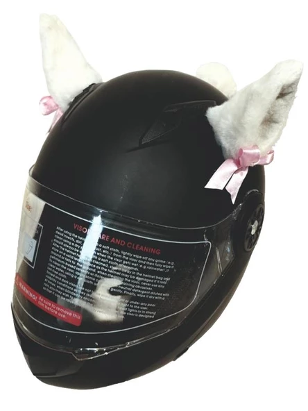 PELUŞ KASK KULAĞI (JK-P3) KEDİ KULAK - BEYAZ - BEYAZ - 3