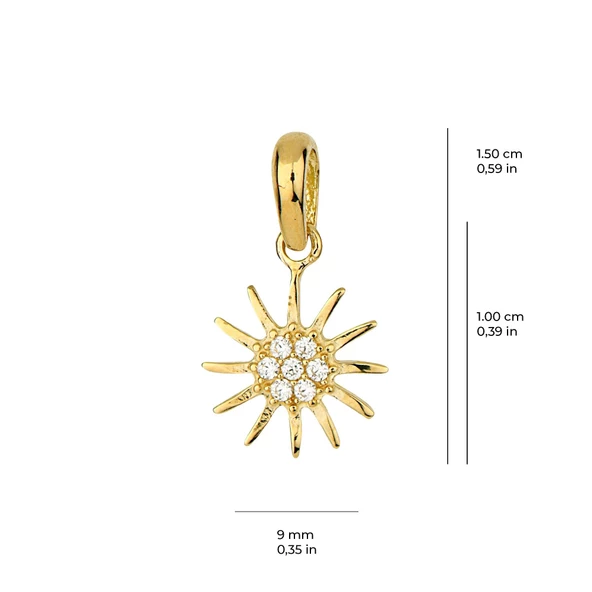 14 Ayar Altın Taşlı Güneş Kolye Ucu 0,52 gr - Resim 2