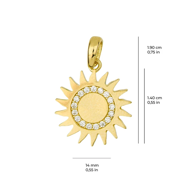 14 Ayar Altın Taşlı Güneş Kolye Ucu 1,22 gr - Resim 2
