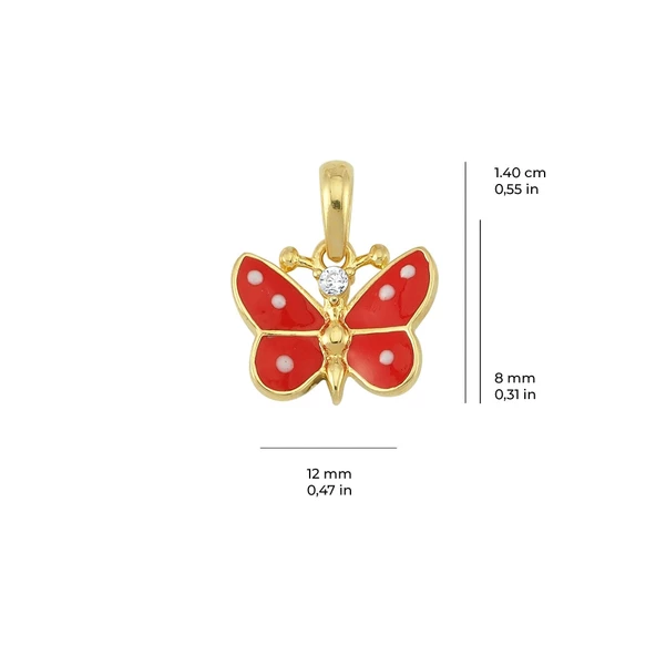 14 Ayar Altın Renkli Kelebek Kolye Ucu 0,85 gr - Resim 2