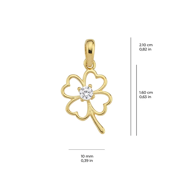 14 Ayar Altın Tek Taşlı Yonca Kolye Ucu 0,69 gr - Resim 2