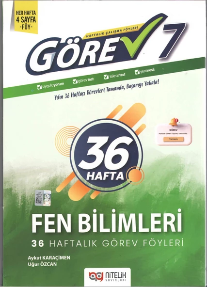 Nitelik 7. Sınıf Görev Fen Bilimleri 36 Haftalık Görev Föyleri Yeni
