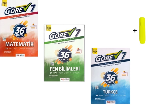 Nitelik 7. Sınıf Görev Matematik Fen Türkçe 36 Haftalık Görev Föyleri Seti Yeni