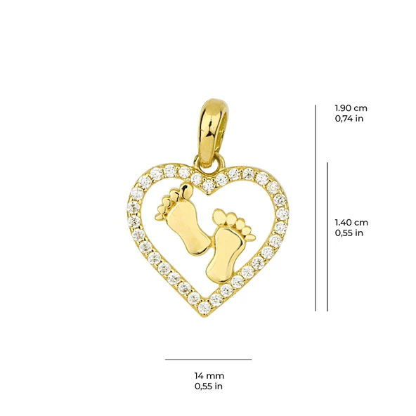 14 Ayar Altın Kalp Minik Ayaklı Kolye Ucu 0,98 gr - Resim 2
