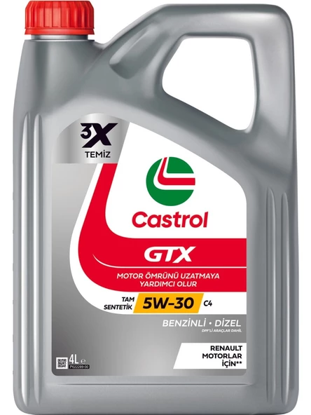 Castrol GTX 5W-30 C4 4 Litre Motor Yağı (Üretim Yılı: 2024)