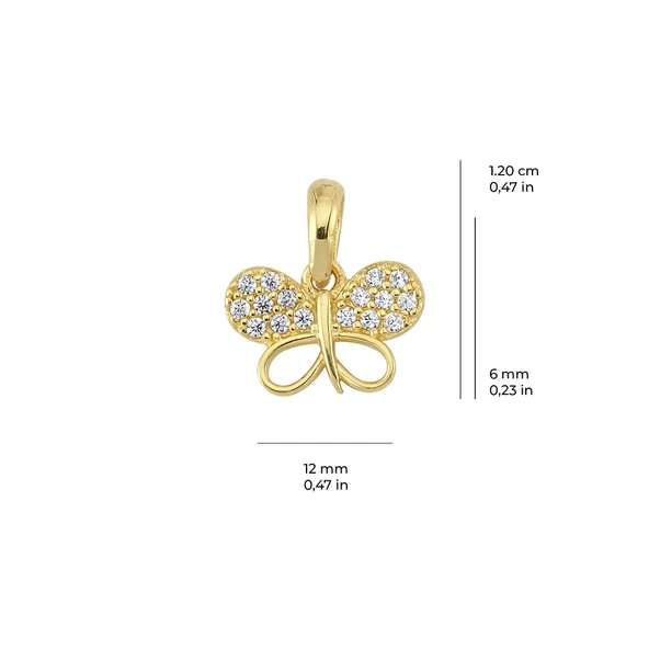 14 Ayar Altın Taşlı Kelebek Kolye Ucu 0,76 gr - Resim 2