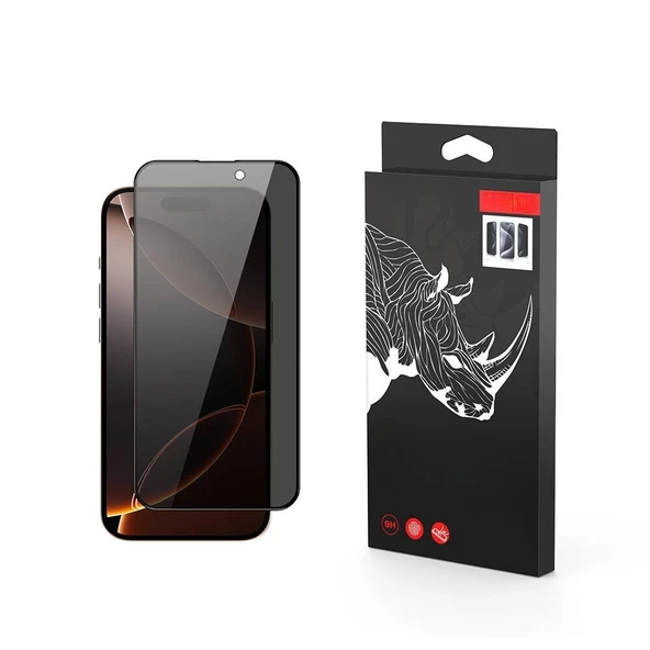 Gpack Apple iPhone 16 Pro Max Ekran Koruyucu Hayalet Temperli Cam Privacy Rika Siyah