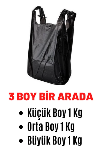 Siyah Kulplu Poşet ( 3 Boy Bir Arada)