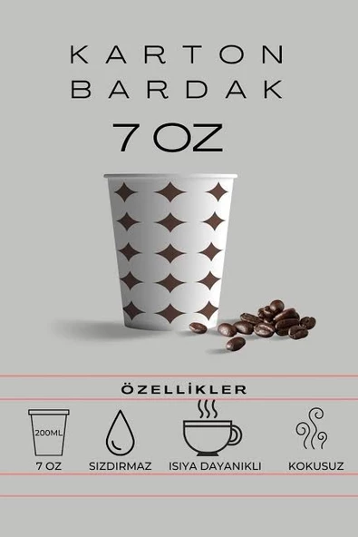 Karton-Kağıt/Çay-Kahve Bardağı (7oz) 1000 Adet - Ahşap Karıştırıcı 1000 Adet