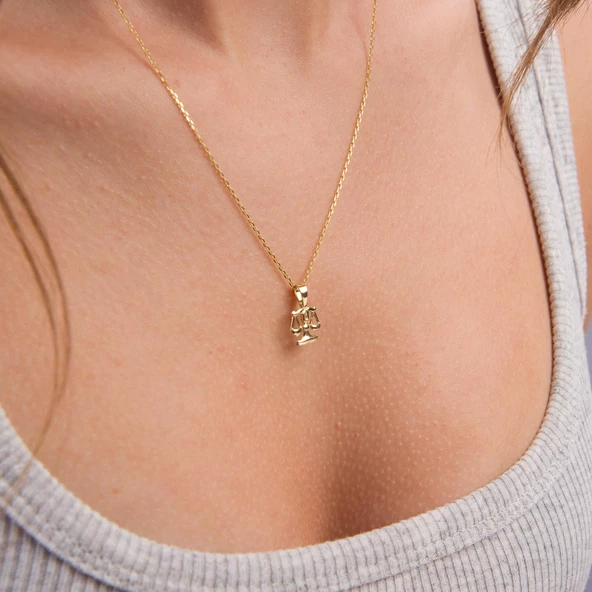 14 Ayar Altın Terazi Burç Kolye Ucu 0,58 gr - Resim 4