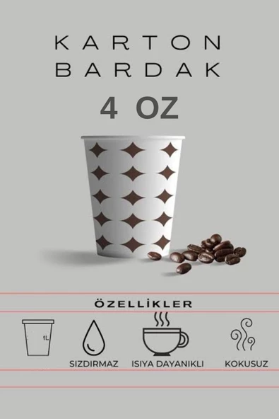 Karton Bardak 4 Oz Türk Kahvesi Espresso Bardağı 100'LÜ