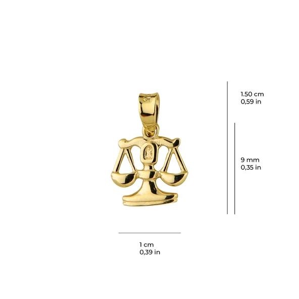 14 Ayar Altın Terazi Burç Kolye Ucu 0,58 gr - Resim 2