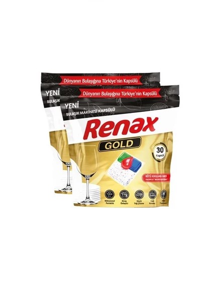 RENAX GOLD BULAŞIK MAKİNE KAPSÜLÜ 60' LI (2x30 ADET)