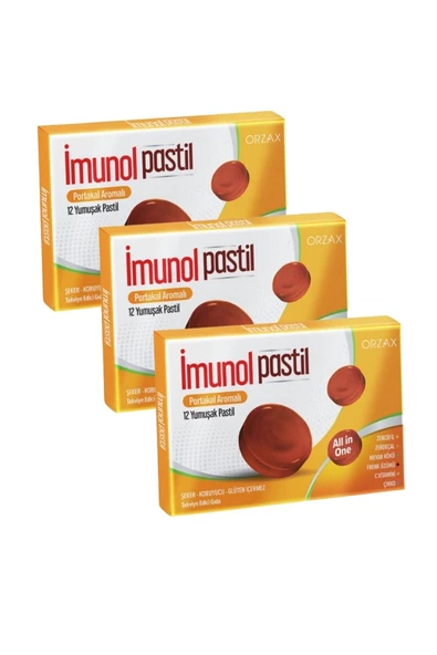 İmunol Portakal Aromalı 12 Pastil x 3 Adet