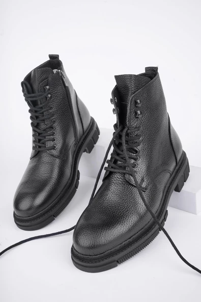 Muggo GABRİEL Garantili Bağcıklı Fermuarlı Hakiki Deri Kaymaz Taban Erkek Bot - 10