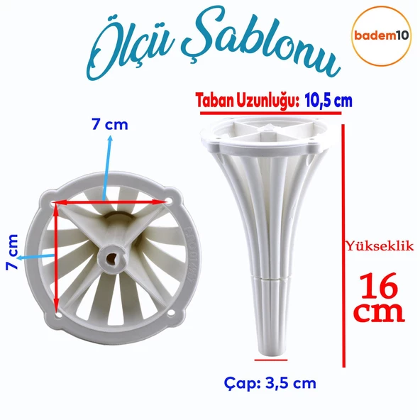 İstanbul 16 cm Beyaz Konsol Mobilya Kanepe Koltuk Tv Ünitesi Baza Ayağı Orta Sehpası Ayak Ayakları - Resim 3
