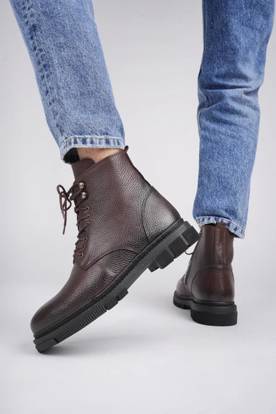 Muggo GABRİEL Garantili Bağcıklı Fermuarlı Hakiki Deri Kaymaz Taban Erkek Bot - 6